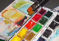 Farben im Aquarellkasten